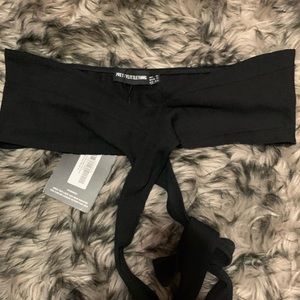 Black front tied tube top